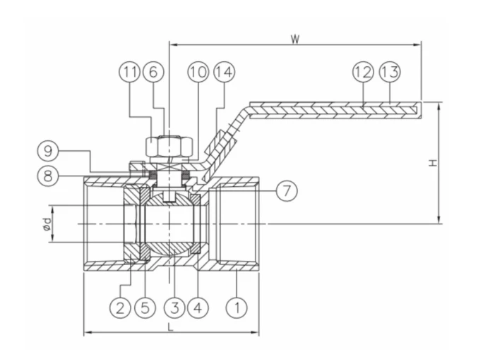 One-Piece Threaded Ball Valve Drawning One-Piece Threaded Ball Valve Drawning