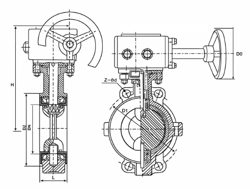 PTFE-Lined Wafer Butterfly Valves Drawning PTFE-Lined Wafer Butterfly Valves Drawning